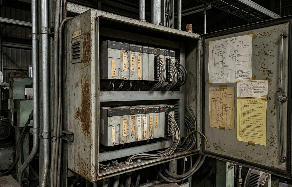 生産終了した古いPLC制御盤